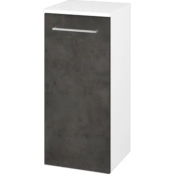 Koupelnový nábytek Dřevojas Nízká skříňka DOS SND 35 - N01 Bílá lesk / Úchytka T04 / D16 Beton tmavý / Levé