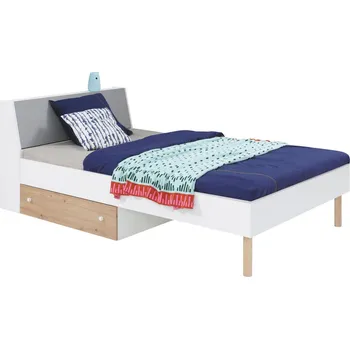 Postel Postel 90 FR 14 FARO, v kombinaci Bílý Lux-Dub Artisan-Šedá, 229 x 81 x 94 cm