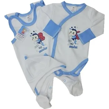 Kojenecká souprava Kojenecká soupravička 3-dílná brouček - vel. 50 bílomodrá