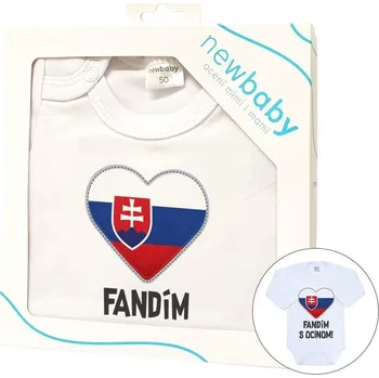 Kojenecký body Body s potiskem New Baby Fandím s ocinom biele - darčekové balenie, vel. 86 (12-18m)