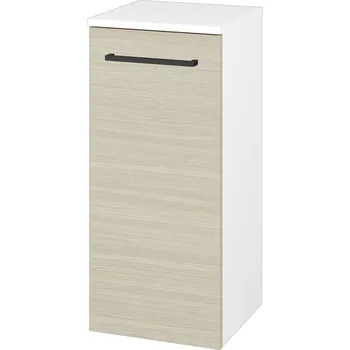 Koupelnový nábytek Dřevojas Nízká skříňka DOS SND 35 - N01 Bílá lesk / Úchytka T06 / D04 Dub / Levé