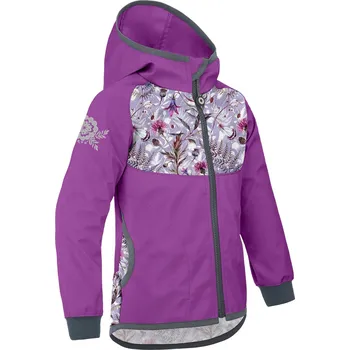 Dívčí bunda Unuo softshellová bunda bez zateplení ostružinová louka Velikost: 104/110