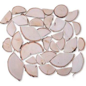 Obklad Drdlík VZOREK - BŘÍZA štípané palivové dřevo - Nebroušený povrch - ROZMĚR VZORKU: 8 ks - (ø 60 - 130 mm)