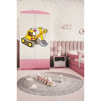 Komoda Dětská skříň Babydreams 90 cm bagr růžová
