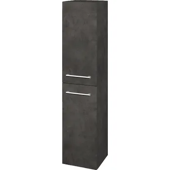 Koupelnový nábytek Dřevojas Vysoká skříň s košem DOS SVD2K 35 - D16 Beton tmavý / Úchytka T03 / D16 Beton tmavý / Pravé