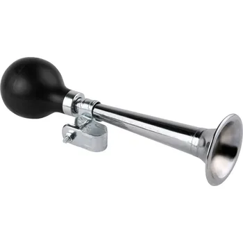 Zvonek na kolo TK 91 klakson rovný rozšířený Fe/guma, chromovaný