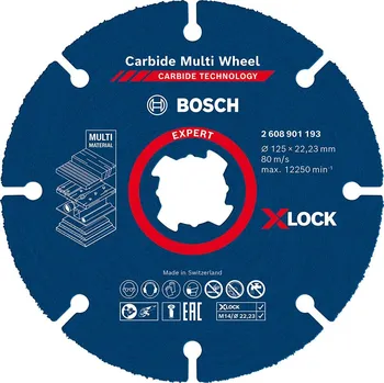 Řezný kotouč BOSCH Víceúčelový řezný kotouč EXPERT Carbide Multi Wheel X-LOCK 125 mm, 22,23 mm 2608901193 free_store_pickup