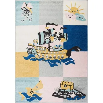 Koberec Happy Kids piráti modrý/žlutý 120 x 170 cm
