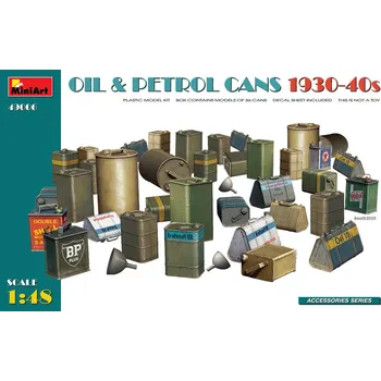 Plastikový model 1/48 Oil&Petrol Cans 1930-40s (36 pcs., w/ decals)