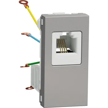 Elektrická zásuvka zásuvka telefonní RJ12, 6 kontaktů 1M, Aluminium Unica NU349130