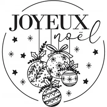 Dětské razítko Dřevěné razítko Aladine, kulaté, 3 cm – Joyeux Noël s vánočními ozdobami