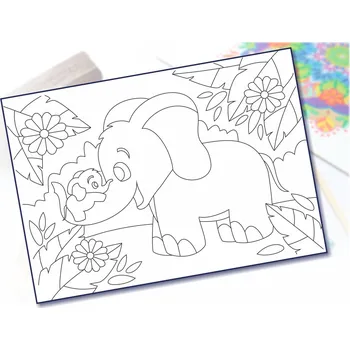 Radost v písku Šablona na pískování slon s mimi Varianta: A4 (210 x 297 mm)