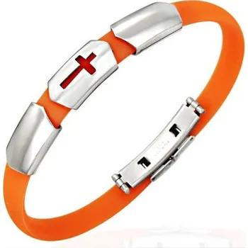 Náramek Pryžový náramek s ocelovým zapínáním a vzorem - TCL022BA