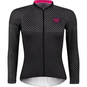 Cyklistické oblečení FORCE dres F POINTS dámský dl. rukáv, černo-růžový L