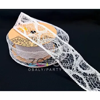 Stuha Stuha pavučinková krajková 2,5 cm x 10 y - bílá