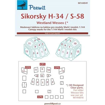Plastikový model 1/144 Canopy mask Sikorsky H-34 / S-58 (MARK I)