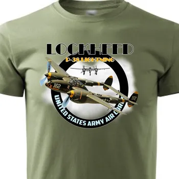 Pánské tričko STRIKER Tričko Lockheed P-38 Lightning Barva: Olivová, Velikost: XXXL