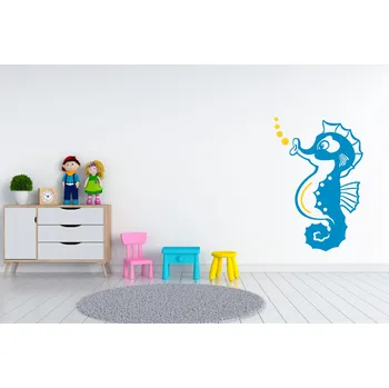 Samolepící dekorace Lepy.cz Samolepka na zeď Vodní svět - Mořský koník Velikost (šířka x výška): 25x38cm, Kombinace barev sety: Světle šedivá + matová zelená
