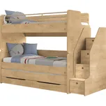 Čilek Patrová postel Mocha Studio pro 3 děti 90x200 cm s úložným prostorem (schody)
