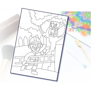 Radost v písku Šablona na pískování hasič s kočkou Varianta: A5 (148 × 210 mm)