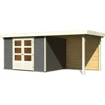 Zahrada dřevěný domek KARIBU ASKOLA 5 + přístavek 240 cm včetně zadní stěny (9156) terragrau