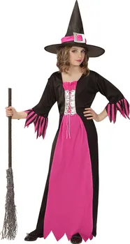 Karnevalový kostým Widmann Kostým Čarodějnice s kloboukem růžový/černý 140