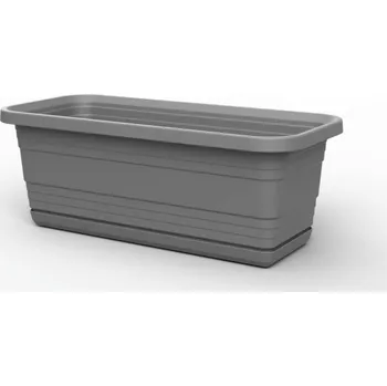 Květináč Plastový truhlík Bona s podmiskou, 400 mm, antracit (120249 007 LA808 Bona antracit truhl.400mm+podmiska)