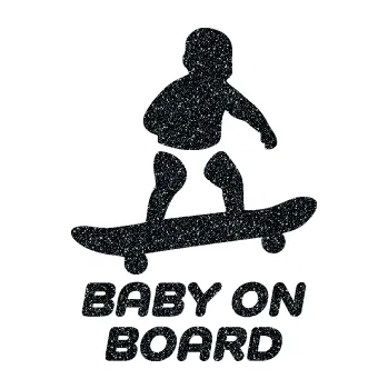 Samolepicí dekorace na vozidlo Baby on board 008 pravá skateboard (85 - Ultra Metalic černá) SAMOLEPKA NA AUTO, NÁLEPKA, FÓLIE, POLEP, TUNING, VLASTNÍ TEXT, TISK, AUTOSAMOLEPKY.cz, POLEPY, OBRÁZEK, LOGO, 3D STICKERS