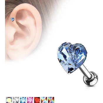 Piercing Piercingate Činka do ucha - srdíčko - PNC00139 - Barva/Motiv: Různobarevná, Délka tyčky: 6 mm, Průměr tyčky: 1,2 mm