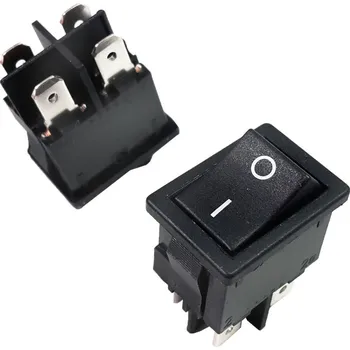 vypínač Vypínač kolébkový malý 21x15 mm, dvou pólový, 16A / 250V AC, černý ON-OFF