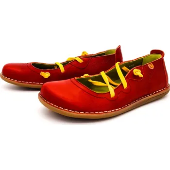 Dámské baleríny Dámské kožené baleríny 5905 červeno-žlutá JUNGLA Barva: červená, Velikost: 39