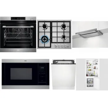 Set domácích spotřebičů AEG BSK782380M + AEG Mastery StepPower HGB64420SM + AEG DPE5660M + AEG Mastery MSB2547D-M + AEG FSK73607Z + AEG Mastery NoFrost SCB618F6TS