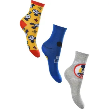 Trojbalení ponožek Mickey Mouse - žlutá, modrá, šedá Velikost: 31/34