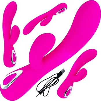 Vibrátor LOLO multifunkční silikonový vibrátor se stimulátorem růžový