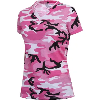Triko dámské V-výštřih prodloužené PINK CAMO XXL - Skladem