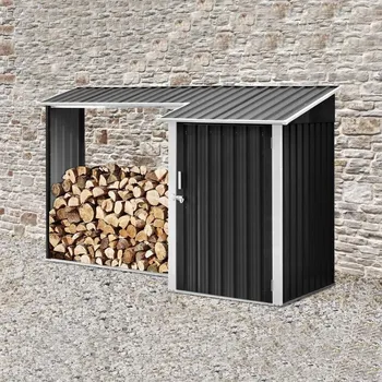 Dřevník Avenberg Devon Přístřešek na dřevo s kůlnou 270x105x158 cm Antracitová