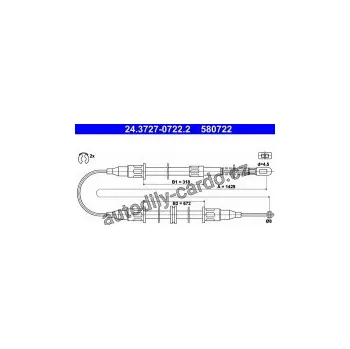Přislušenství brzdového systému Lanko ruční brzdy ATE 24.3727-0722 (AT 580722)