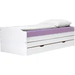 Tempo Kondela Postel s výsuvnými přistýlkami, bílá, masiv, 90x200, FLOPY