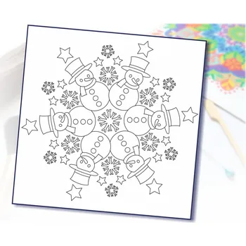 Radost v písku Šablona na pískování Zimní mandala sněhuláci Varianta: 210 x 210 mm