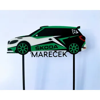 Dortová svíčka Zápich - Škoda Fabia rally WRC (možnost jména)