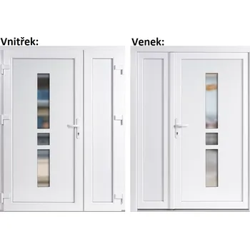 Vchodové dveře Dvoukřídlé vchodové dveře plastové Soft Megan+Panel Plný, Bílá/bílá, 130x200 cm, levé
