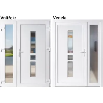 Vchodové dveře Dvoukřídlé vchodové dveře plastové Soft Megan+Sklo Nisip, Bílá/bílá, 130x200 cm, pravé