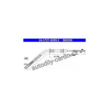 Brzdová hadice Lanko ruční brzdy ATE 24.3727-0209 (AT 580209)