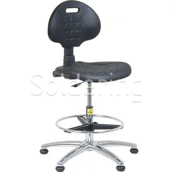 ESD židle Soft PU StaticTec, zvýšená s kruhovou opěrkou, kluzáky - 101006868