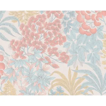 Tapeta Vliesová tapeta květy, listy - modrá, žlutá, růžová 4002391281 (0,53 x 10,05 m) A.S.Création