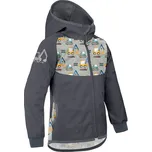 Unuo Unuo, Dětská softshellová bunda bez zateplení Basic, Tm. Šedá, Bagry /98