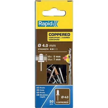 Nýt Nýty měděné Rapid 4x10mm, 50ks+vrták