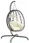 Závěsné křeslo vajíčko s poduškou polyratan a ocel 106 x 103 x 195 cm, černé/krémově bílá poduška