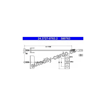 Brzdová hadice Lanko ruční brzdy ATE 24.3727-0763 (AT 580763)