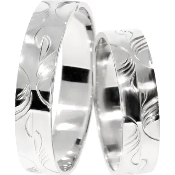 Prsten Zlatnictví Helios Snubní prsteny bílé zlato lesklé s rytinou L-24